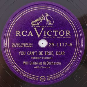 Will Glahé,  Henri Rene You Can't Be True /Turnpike Polka 1948 10" 78 rpm Record